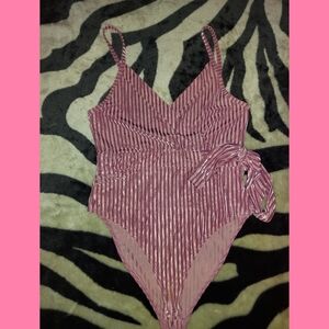 Forever 21 Pink Velour Bodysuit one piece
